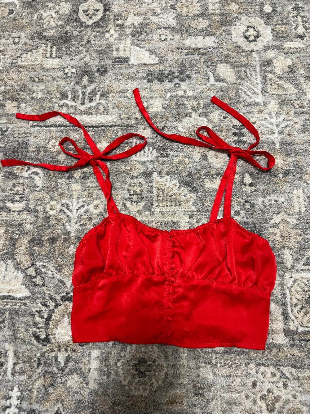 Forever 21 Red Satin Tie-Strap Crop Top